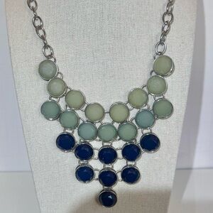 🔹 (5) Tiered, Blue and Green, Teardrop Statement Necklace 🔹